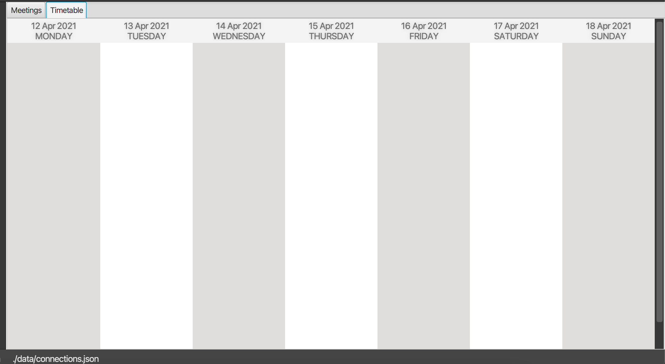 A view of the timetable GUI